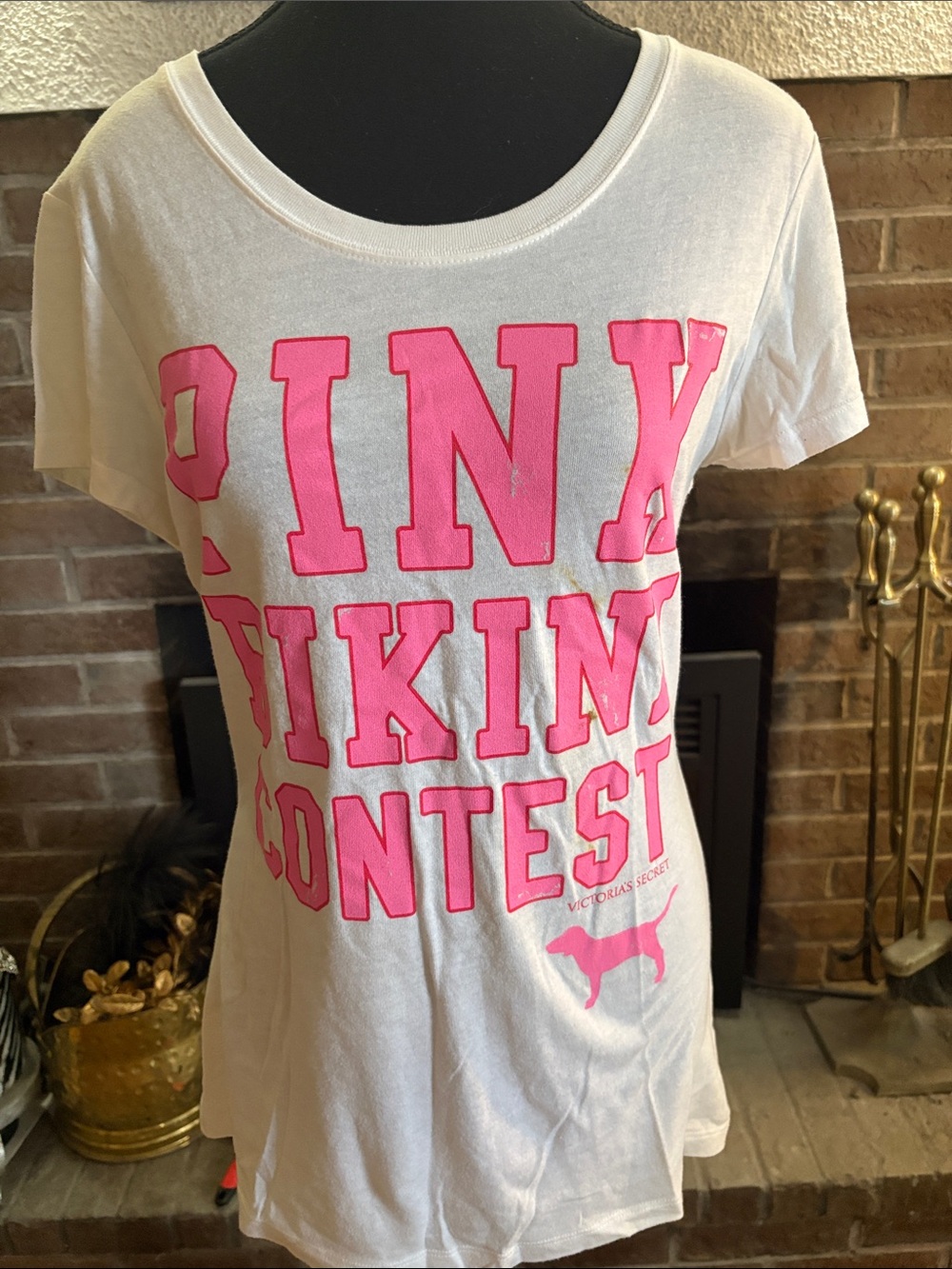 Victoria's Secret White Tee with Hot Pink Graphic